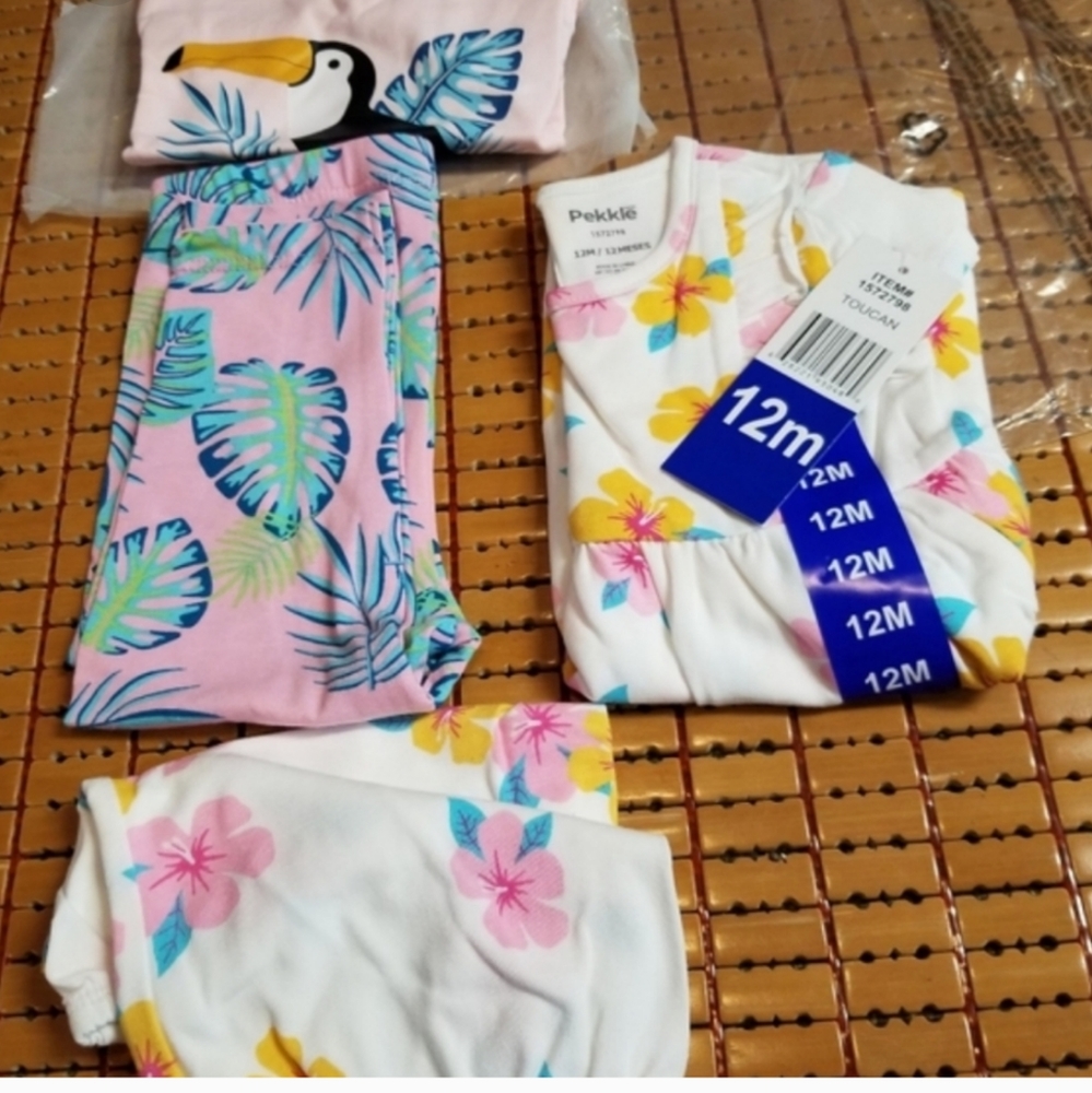 Peckkle 4 piece playwear set shorts dress pants clothes 12m nwt